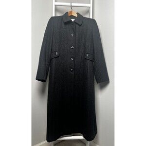 Winter Long Coat Womens 12P Petite Dark Gray Wool Andrea Brem Long Pockets